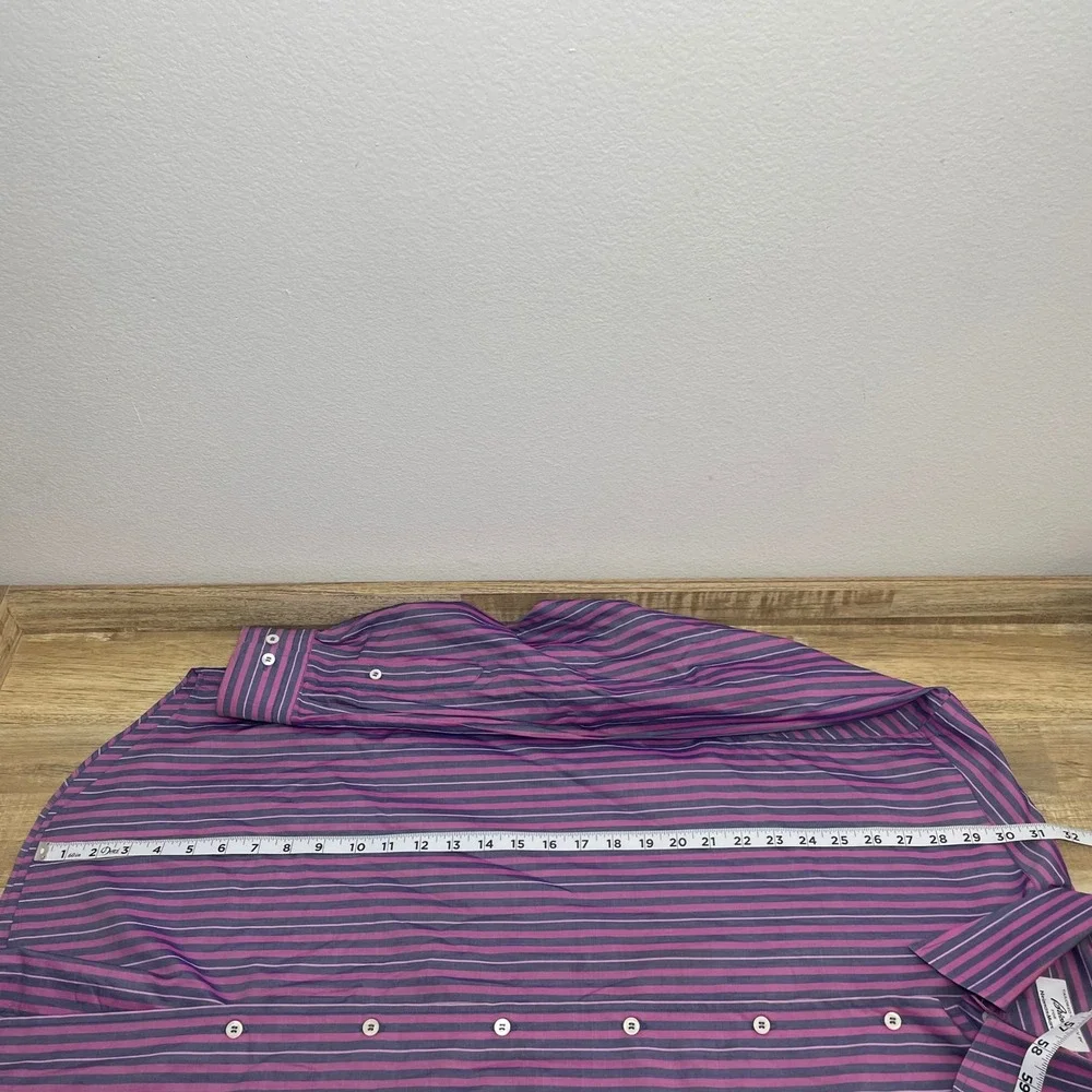 Brioni Neiman Marcus Mens Purple Striped Button Dress Shirt Italy 17.5-32 XL EUC - Picture 7 of 7